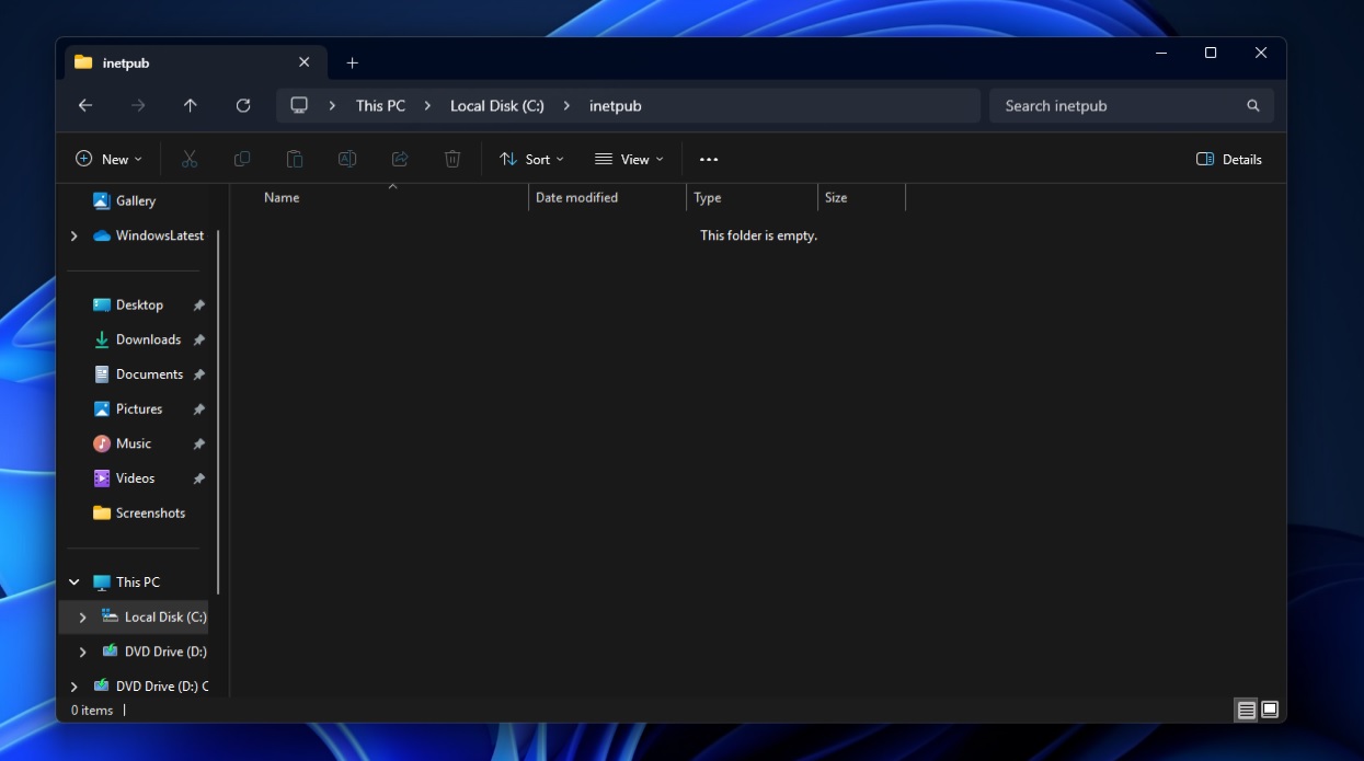C:\inetpub folder